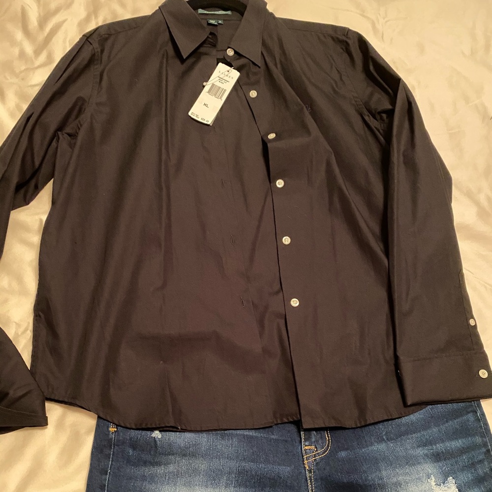 Blk long sleeve button down shirt
